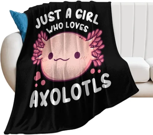 Manta de ajolotl, bonita manta de franela para niñas, regalo de 80 x 60 pulgadas Axolotl_2