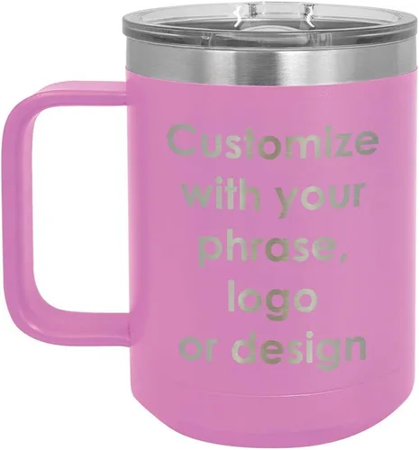 Miniatura 7 de Personalizado Negro 15 oz taza de café w/tapa deslizante superior Añadir su texto personalizado con nombres, frase, diseño o logotipo