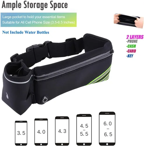 Miniatura 4 de Riñonera impermeable para correr y botella de agua, bolsa deportiva para hombres y mujeres, bolsa de cintura para corredores, soporte de teléfono