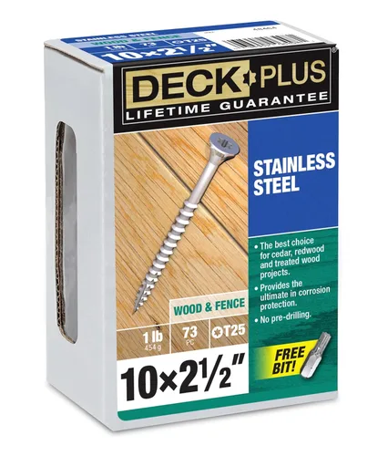 Miniatura 17 de Deck Plus Tornillos para Madera Exterior y Cercas con Revestimiento Epoxi de 2-1/2 Pulgadas #10 x 2-1/2" Torx/Star Drive Incluido Rosca Gruesa, Verde