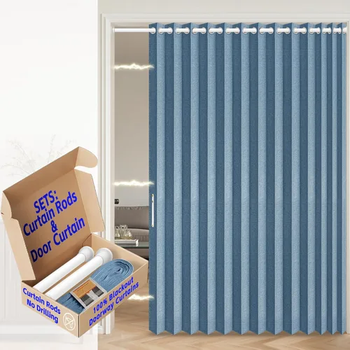 Miniatura 64 de AJAZZ Cortina de puerta magnética 100% opaca de acordeón para armario, cortina invisible para puerta interior de dormitorio, sala de estar, pasillo
