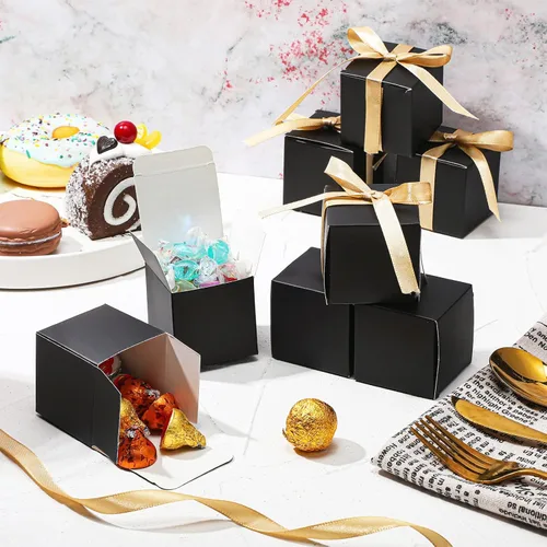 Miniatura 5 de Jutom 100 mini cajas de regalo, cajas de dulces extra pequeñas de papel con cinta dorada para el día de San Valentín, cumpleaños, boda, aniversario