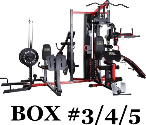 Fitvids Multifunctional Home Gym System Workout Station with Leg Extension and Preacher Curl, 122.5LB Weight Stack, Multiple Options, Multiple