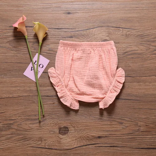 Miniatura 2 de Conjunto de 3 piezas de pantalones cortos para recién nacidos, para bebés, niñas y niños, mezcla de lino y algodón, lindos pantalones cortos
