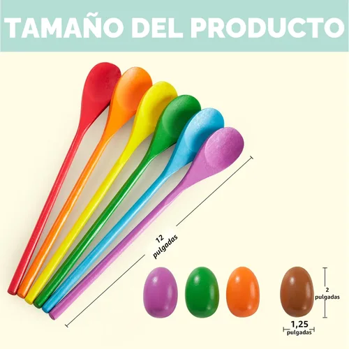 Miniatura 7 de JOYIN Juego de 24 piezas de huevos de Pascua y cuchara, juego de relevo de huevos de Pascua y cuchara, para 12 jugadores, juego de relevo de huevos