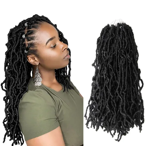 Miniatura 22 de Niseyo Rastas de pelo sintético de ganchillo de 24 pulgadas, 6 paquetes de extensiones de cabello sintético lacio de ganchillo largo