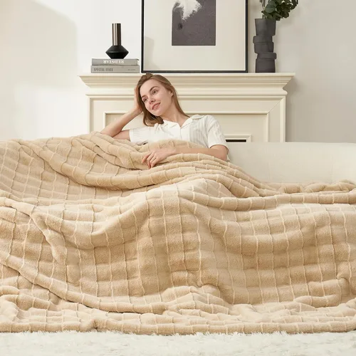 Miniatura 2 de Cozy Bliss Manta mullida de piel sintética para sofá, cama, sala de estar, 50 x 60 pulgadas