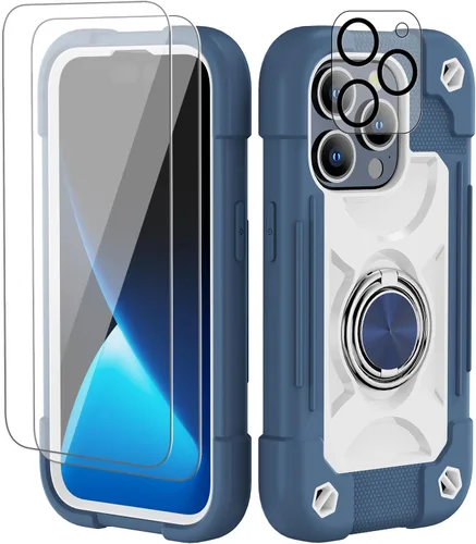 Miniatura 144 de Funda para iPhone 11 de 6.1 pulgadas con soporte de anillo, con 2 protectores de pantalla de vidrio, resistente a los golpes, resistente a