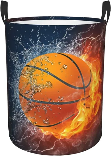 Miniatura 9 de Balón de fútbol redondo en fuego y agua cesta de lavandería deportiva cesta de almacenamiento de fútbol juguetes organizador de ropa para el hogar