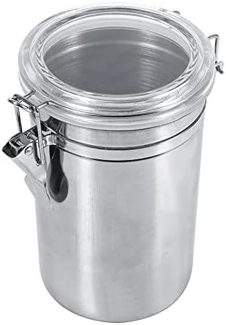 Yosoo Recipientes de almacenamiento de acero inoxidable con tapas, recipiente hermético para café, té, azúcar y frijoles, tapa transparente con