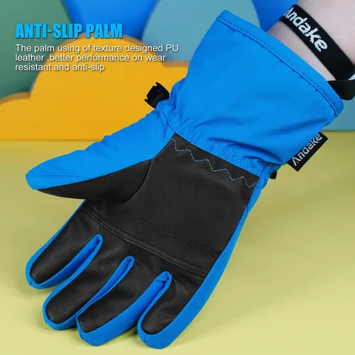 Miniatura 6 de Andake - Guantes de nieve impermeables y transpirables para niños de 2 a 7 años, guantes abrigados de esquí para invierno, mitones para niños y niñas