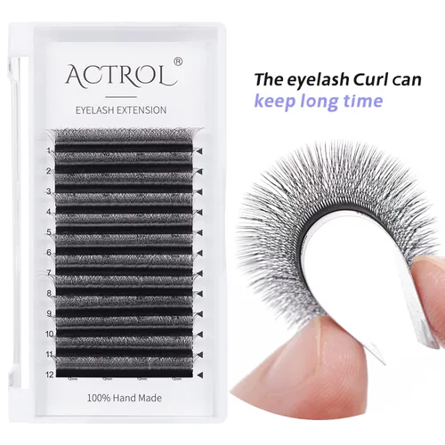 Miniatura 2 de Extensiones de pestañas 4D W, color negro, 0.003 in, rizo D, 0.315 in, volumen individual, YY, extensiones de pestañas en forma de W, fáciles