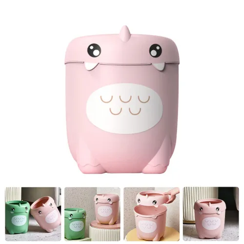 Miniatura 4 de Ciieeo Bote de basura de plástico rosa abierto, 12 pulgadas, forma de animal lindo