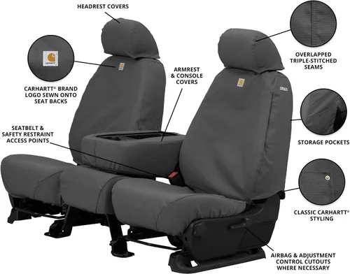 Miniatura 5 de Covercraft Carhartt SeatSaver - Fundas de asiento personalizadas Compatible con Ford F-150 2015-2018 1ª fila 40/20/40 asiento de banco, grava