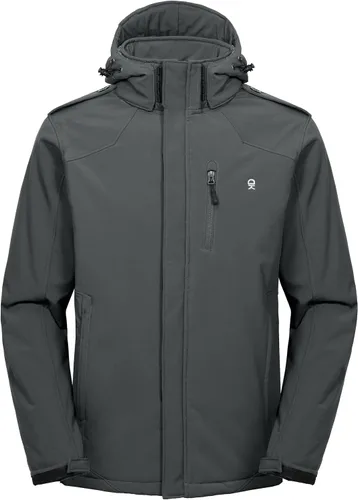 Miniatura 7 de Little Donkey Andy - Chaqueta de invierno para hombre, forro de sherpa cálido, softshell, cortavientos, para montaña, esquí, nieve, con capucha