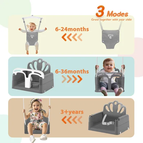Miniatura 2 de Juego de columpio plegable para bebé y niño pequeño, uso en interiores y exteriores, columpio con rebotador para bebé, juego de columpio seguro