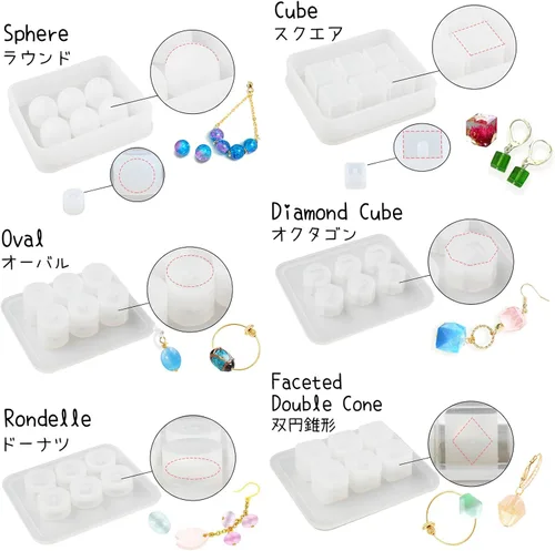 Miniatura 5 de Moldes de resina para cuentas con orificio para joyería de cabujón de gemas, 14