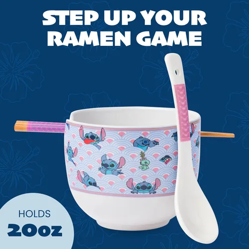 Miniatura 2 de Silver Buffalo Disney Lady and the Tramp Eating Noodles Chinese Love - Cuenco de ramen de cerámica con palillos, apto para microondas, 20 onzas