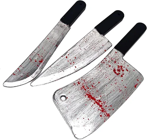 Miniatura 6 de Cooplay Cuchillo de plástico de carnicero de sangre para cosplay, accesorios de plástico realistas de terror, divertido para Halloween, fiesta