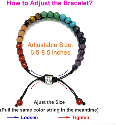 Miniatura 5 de TOP PLAZA - Pulsera de cuentas de chakras con 7 cristales curativos para yoga, meditación, relajación, ansiedad, para hombre y mujer
