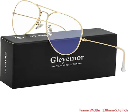 Miniatura 5 de Gleyemor Gafas de luz azul estilo aviador para mujeres y hombres, lentes de luz azul anti luz azul con marco de metal para computadora