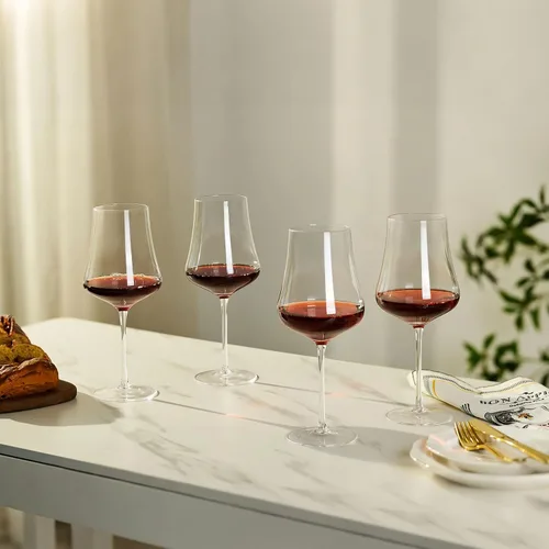 Miniatura 4 de Juego de 4 copas de vino grandes de cristal soplado a mano, copa de vino tinto de tallo alto para boda, aniversario, fiesta, regalo de Navidad