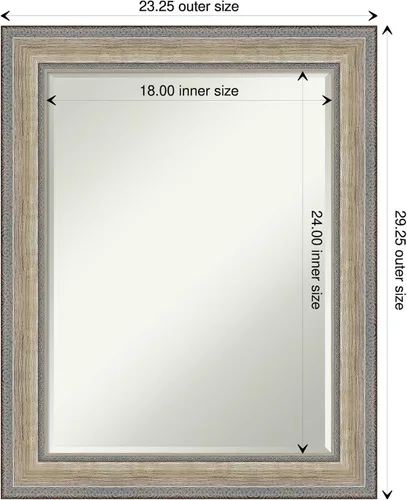 Miniatura 4 de Amanti Art Espejo de baño plateado para sobre el fregadero, 29 x 23 pulgadas, espejo rectangular de tocador de plata champán, marco de madera