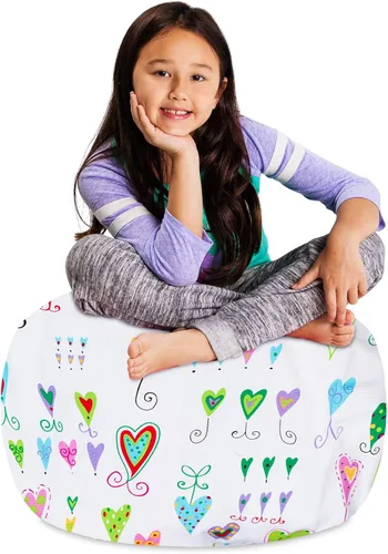 Miniatura 73 de Posh Stuffable Kids Funda de Silla Puf Rellenable para Almacenamiento de Animales de Peluche - Organizador de Juguetes Infantiles, Mediano 27