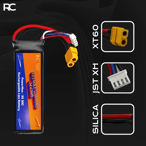 Miniatura 3 de 11.1V 2200mAh 3S 30C XT60 Plug RC Batería de polímero de litio (LiPo) para juguetes RC, barcos, coches, aviones, batería LiPo de alta capacidad