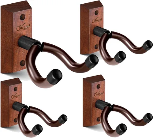 Miniatura 16 de SNIGJAT Percha para guitarra, paquete de 2 soportes de pared para guitarra acústica, bajo, banjo, mandolina, accesorios para instrumentos musicales