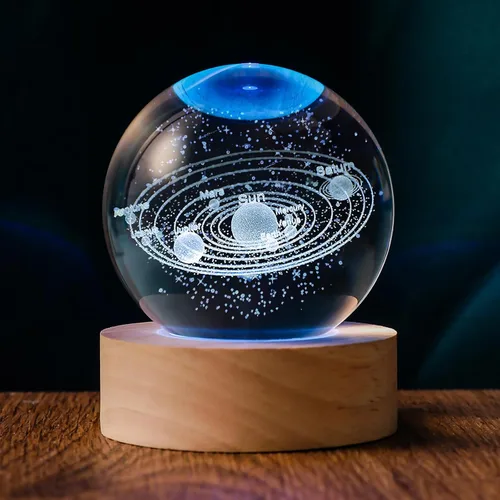 Sistema Solar 3D de 60mm Bola de Cristal Astronomía Universo Regalos Modelo de Planetas del Sistema Solar 3D Ciencia Temática de Espacio Regalos Luz