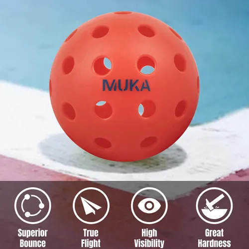 Miniatura 5 de Muka Paquete de 10 bolas de pickleball con bolsa de cordón, bolas de pickleball de 40 agujeros para exteriores