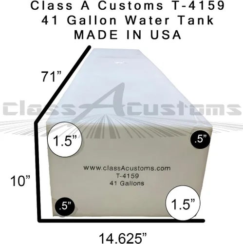 Miniatura 5 de Class A Customs T-4159 Tanque de retención de agua dulce de 41 galones para RV y camión de comida de concesión Fabricado en EE. UU.