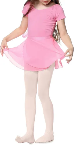 Miniatura 7 de Century Star Leotardo de ballet para niñas pequeñas, conjuntos de vestido de ballet, conjunto de vestido de ballet de manga corta, falda combinada