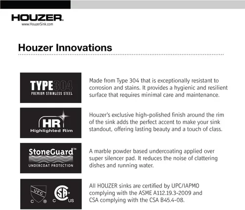 Miniatura 3 de Houzer Glowtone A1722-7BS-1 - Fregadero de barra de acero inoxidable de 17 pulgadas con colador, montaje superior, 3 agujeros