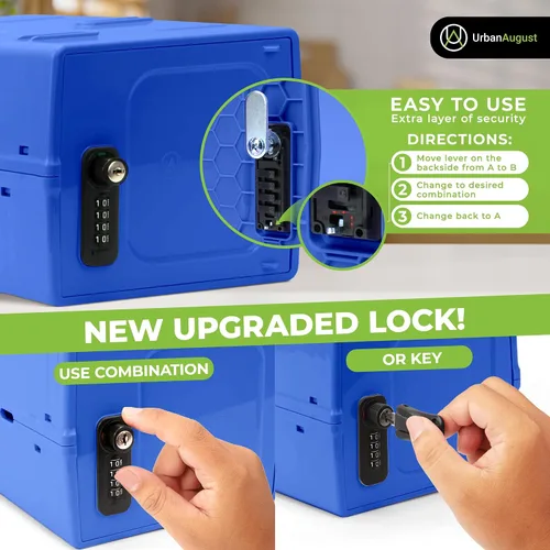Miniatura 6 de Urban August Caja de seguridad con llave y combinación doble, caja con cerradura para uso diario, cerradura multiusos para seguridad en el hogar