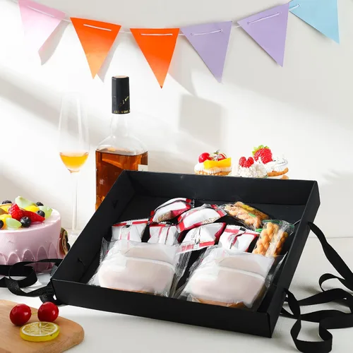 Miniatura 6 de PerKoop 4 bandejas de aperitivos con correa de 13 x 11 x 2 pulgadas, bandejas de servir para fiestas nocturnas de películas, Usherette