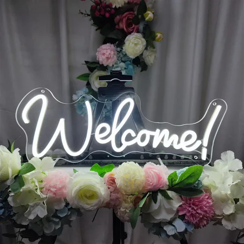 Miniatura 2 de Letrero de neón de bienvenida para decoración de pared, letreros LED, decoración de fiesta de Navidad, luces de neón para despedida de soltera