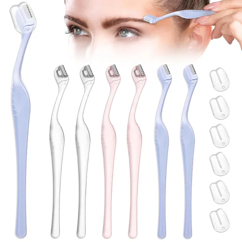 Miniatura 7 de 6 piezas de maquinilla de afeitar de cejas, afeitadora facial femenina, removedor de vello de labios con cubierta de precisión, afeitadora pequeña
