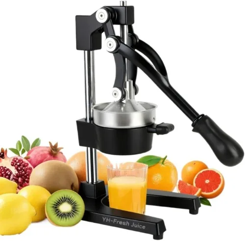 Exprimidor de hierro fundido ultra premium, extra grande, resistente, grado comercial, prensa manual de acero inoxidable, exprimidor de cítricos