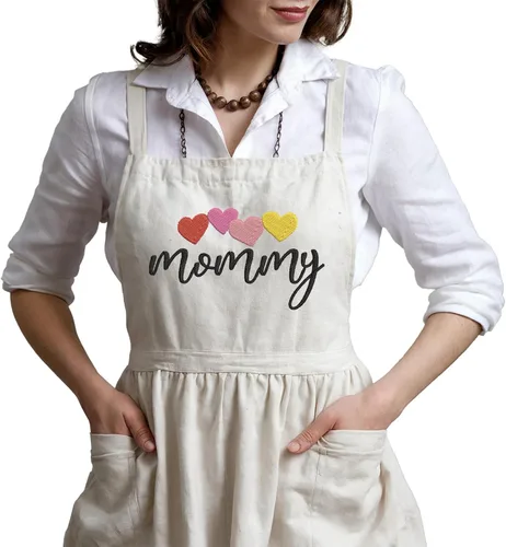 GODMERCH Delantal bordado personalizado: diseña tu propio texto, delantal de cocina personalizado para mujeres, día de la madre, Navidad