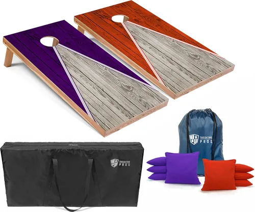 Miniatura 30 de Tailgating Pros Juego de tablero de Cornhole ligero con diseño piramidal con bolsas de frijoles y estuche de transporte, juego de cornhole