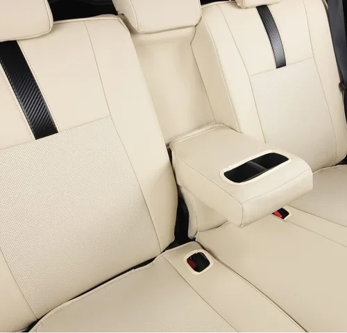 Miniatura 3 de Fundas de asiento RAV4 de ajuste personalizado, piel sintética impermeable para Toyota RAV4 2013-2018 (beige)