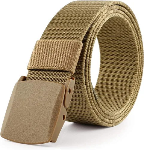 Miniatura 15 de JASGOOD Cinturón de hombre de lona de nailon transpirable, estilo militar táctico, con hebilla de plástico