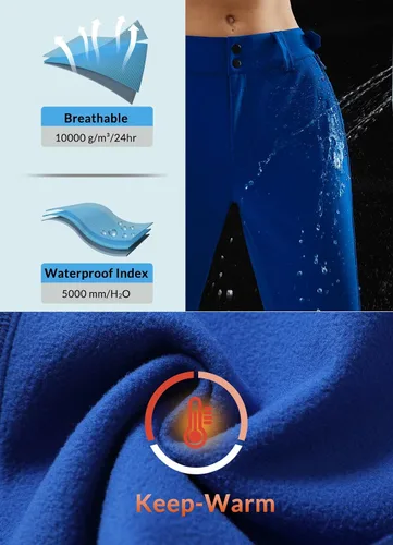 Miniatura 2 de BALEAF Women's Fleece Lined Snow Ski Pants Waterproof Windproof Softshell Insulated Slim Thermal Pants Zipper Bottom Leg
