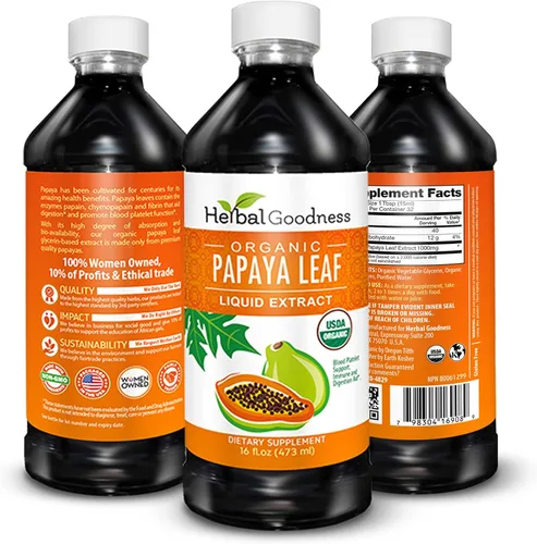 Miniatura 2 de Herbal Goodness Soporte de plaquetas de extracto de hoja de papaya – 15 veces refuerzo de plaquetas en sangre, apoyo de médula ósea y bazo, salud