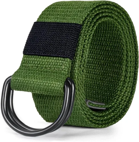 Miniatura 11 de Cinturón para mujeres y hombres de lona con hebilla negra 1 1/2" de ancho extra larga color sólido