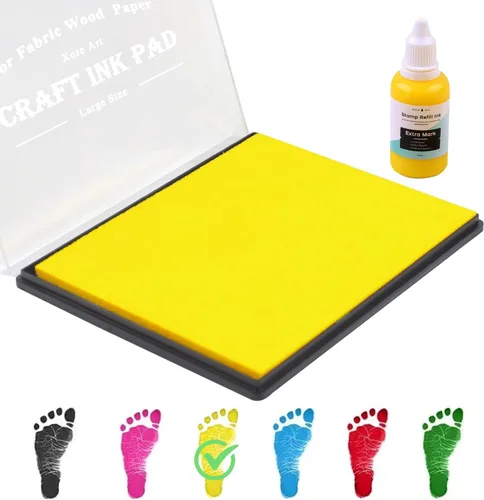 Miniatura 8 de Almohadilla grande de tinta de 5"x4" lavable, almohadilla de tinta para sellos para huella de mano y huella de bebé con recarga premium de tinta