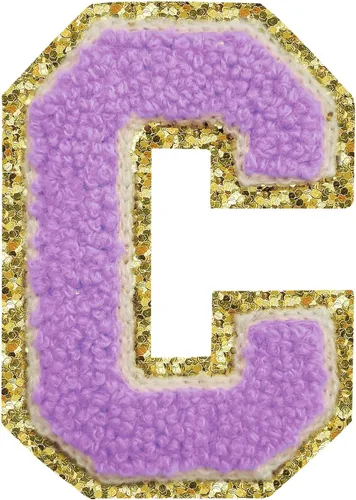 Miniatura 102 de Parches de letras termo-adhesivas de felpilla para chaquetas, parches de letras universitarias con brillantina para planchar en la letra azul A
