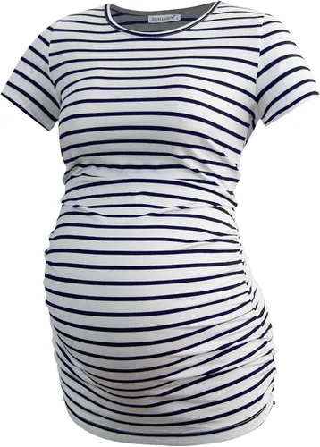 Miniatura 25 de Smallshow - Camiseta de maternidad para mujer, diseño de lados fruncidos, tipo túnica, prendas para el embarazo